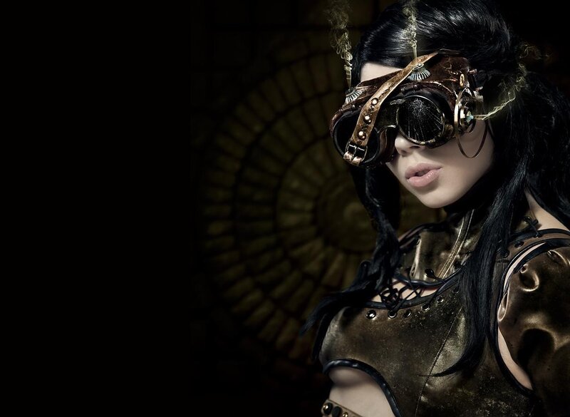 steampunk woman with goggles