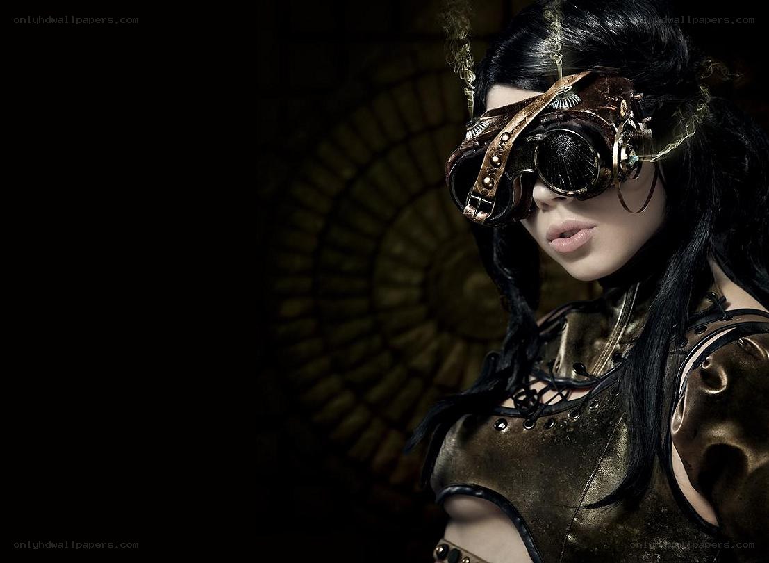 steampunk woman with goggles