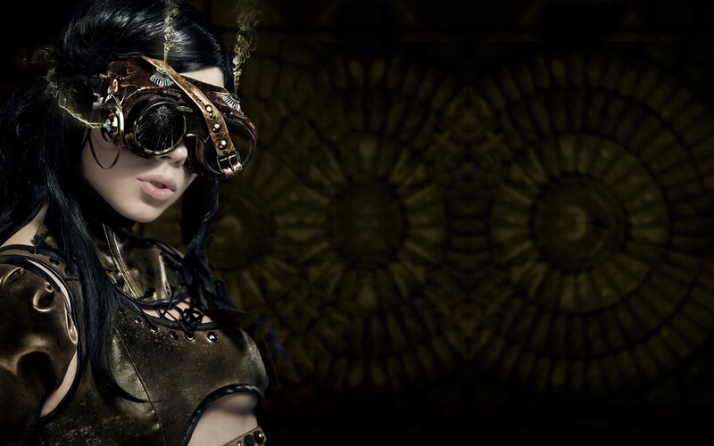 steampunk woman with goggles