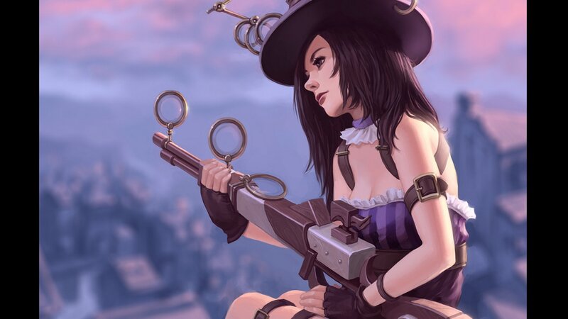 steampunk woman with rifle