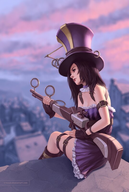 Steampunk woman with rifle