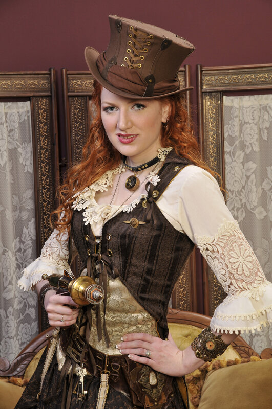 Steampunk woman with top hat