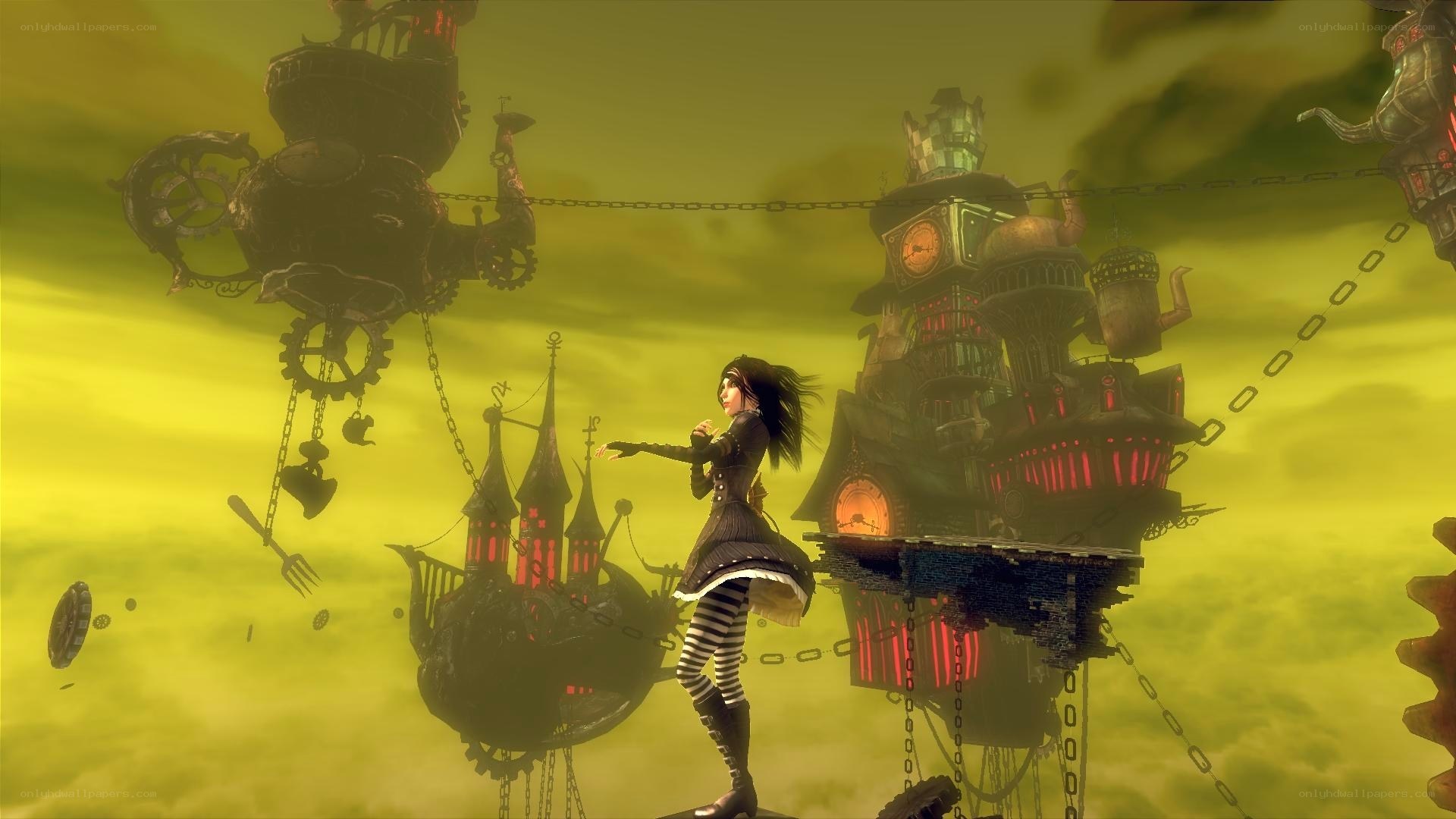 steampunk world with girl