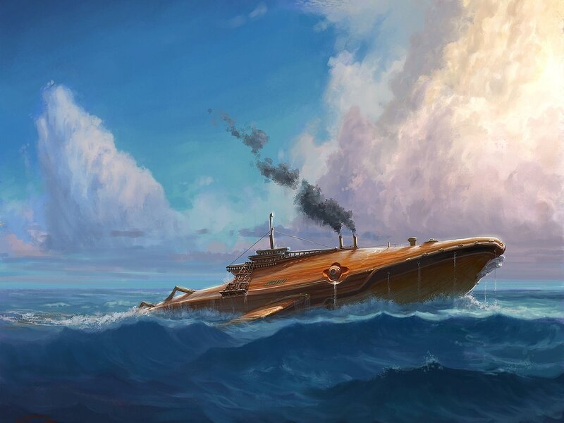 Steamship at sea