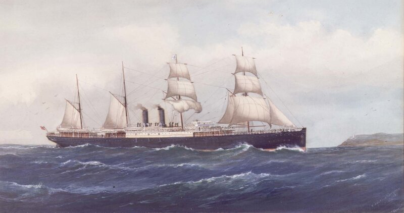 Steamship at Sea — Blue