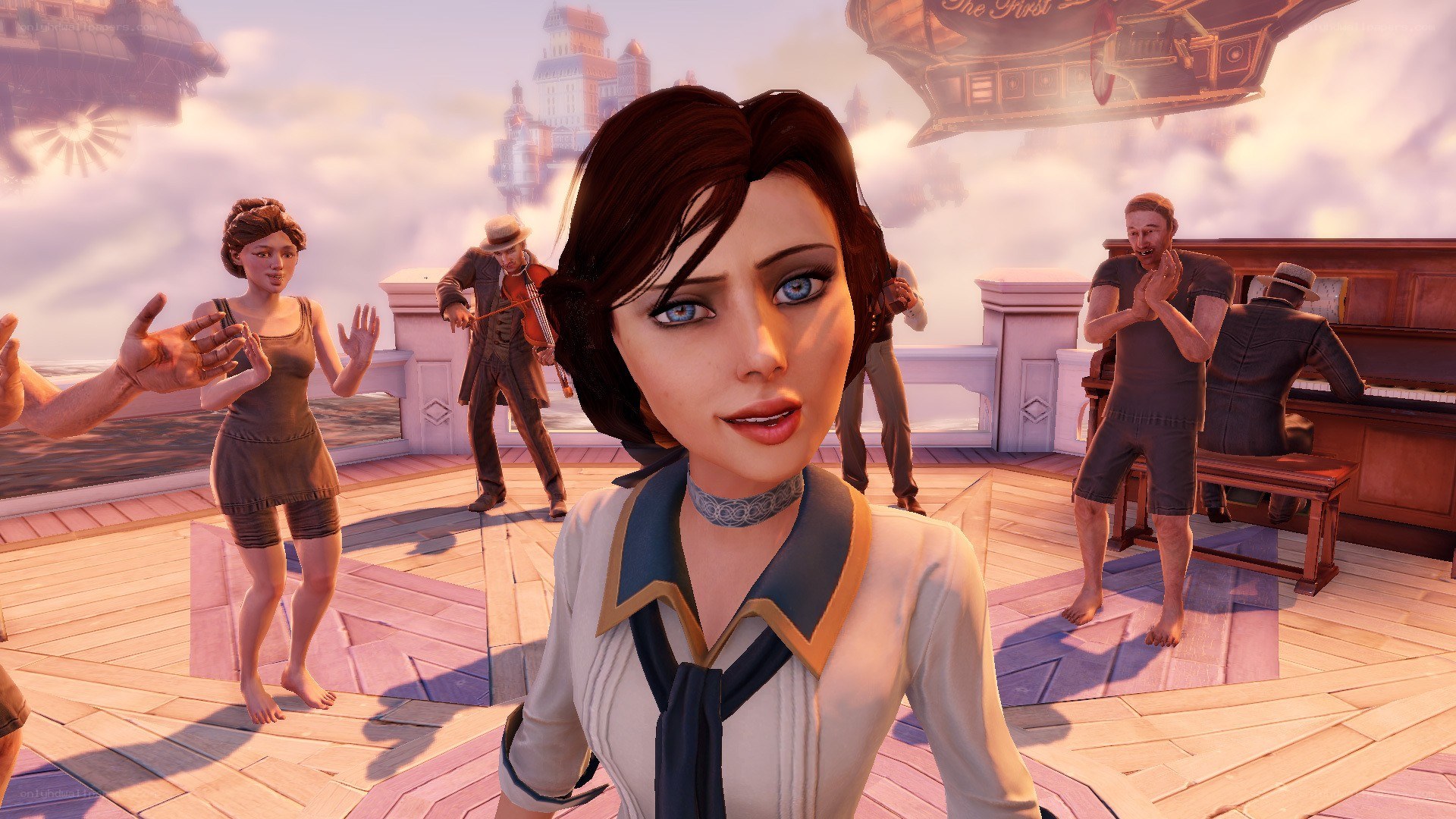 Steamship deck scene