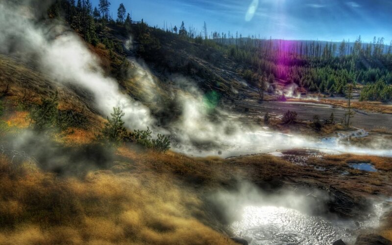 Steamy geothermal valley