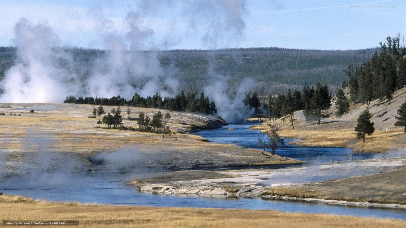 Steamy river in geothermal area