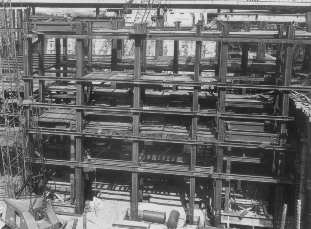 Steel frame construction site