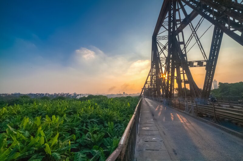 Steel Truss Bridge at Sunset