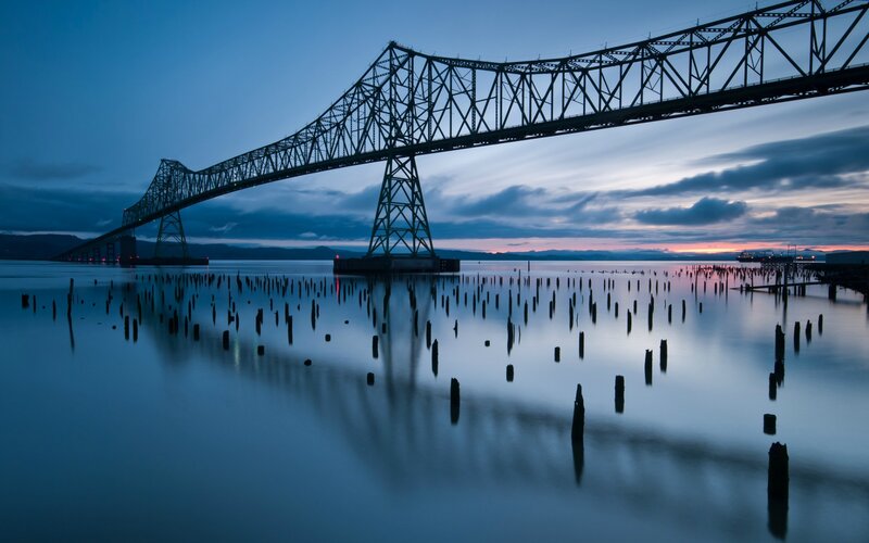 Steel Truss Bridge — Blue, Serene