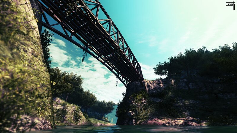 Steel Truss Bridge — Green, Serene, Afternoon