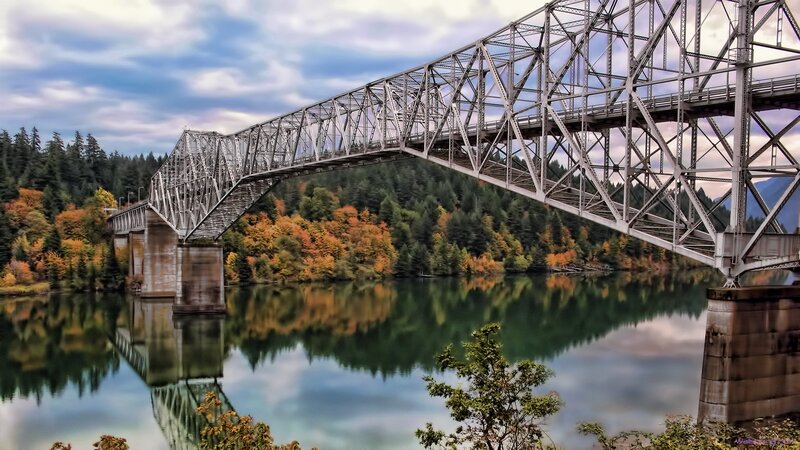 Steel Truss Bridge — Green, Serene, Autumn