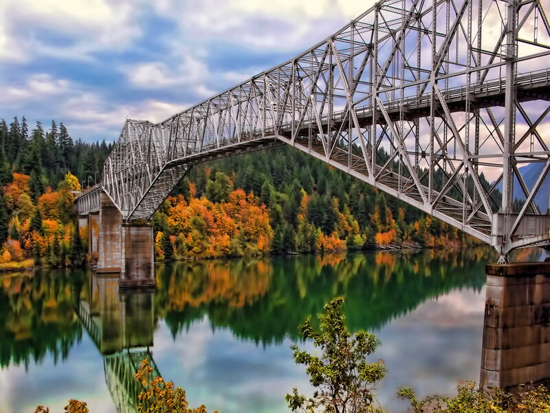 Steel Truss Bridge — Green, Serene