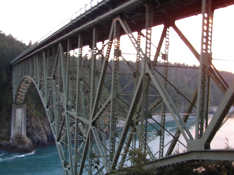 steel truss bridge over river
