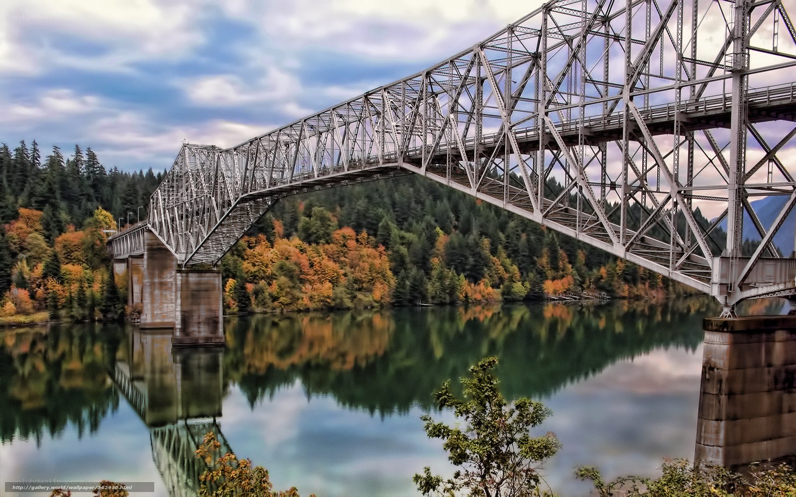 Steel truss bridge over river