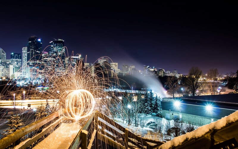 Steel Wool Sparks at Night
