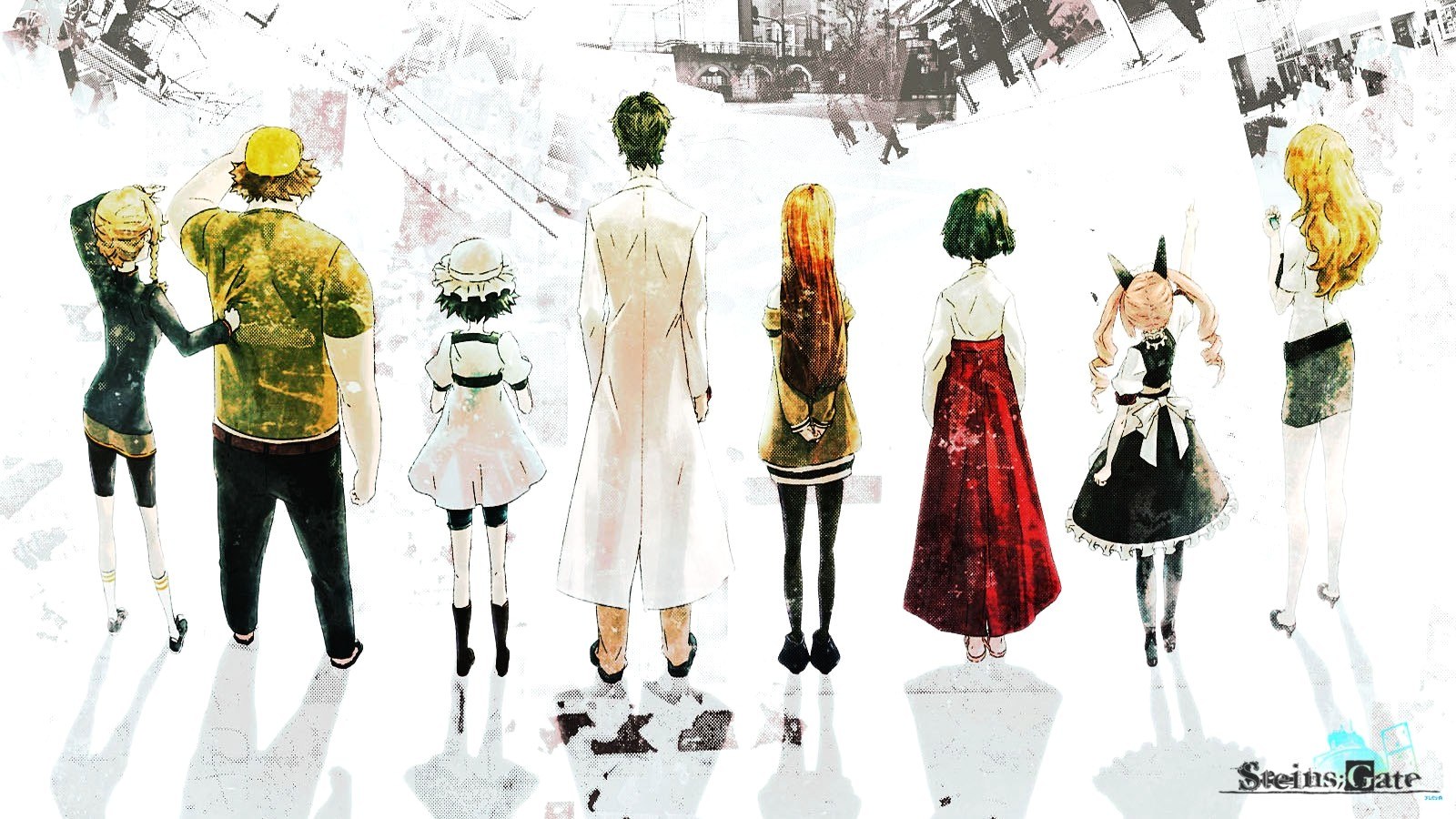 Steins;Gate characters in a line