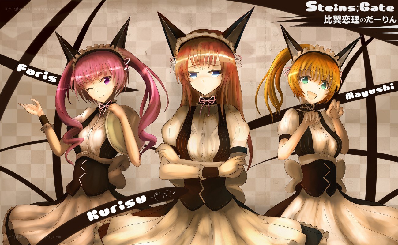 Steins;Gate characters in maid outfits