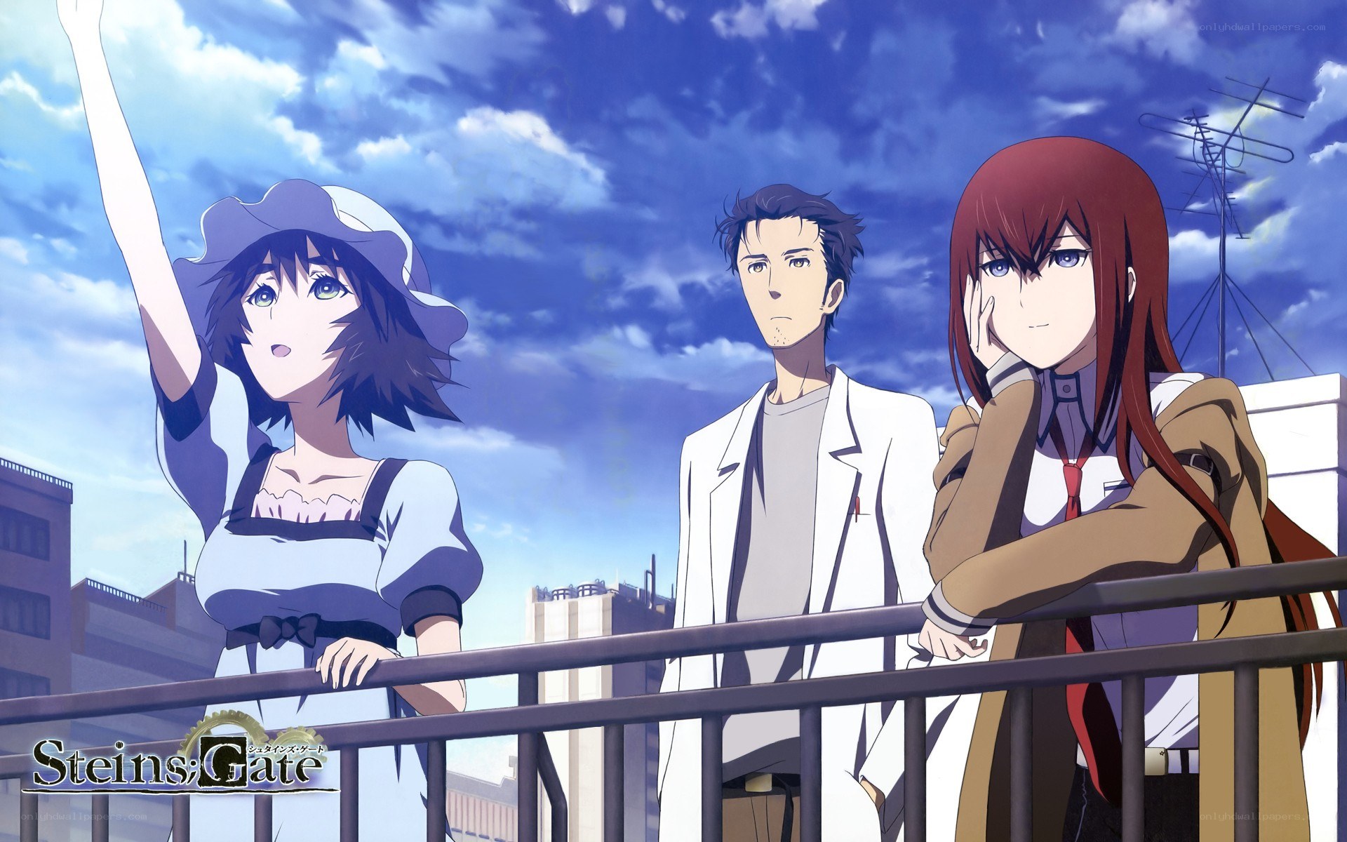 Steins;Gate characters on balcony