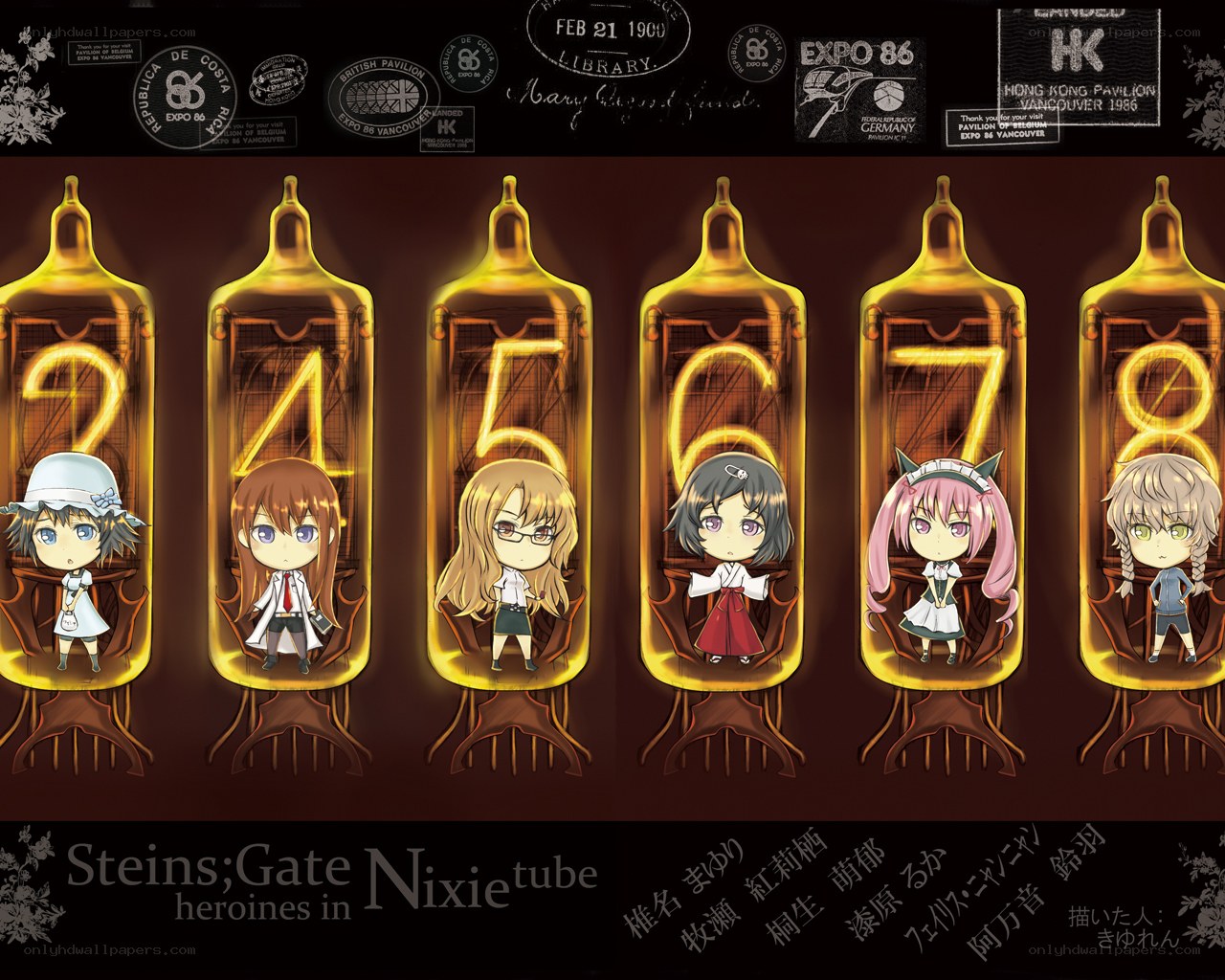 Steins;Gate heroines in Nixie tubes