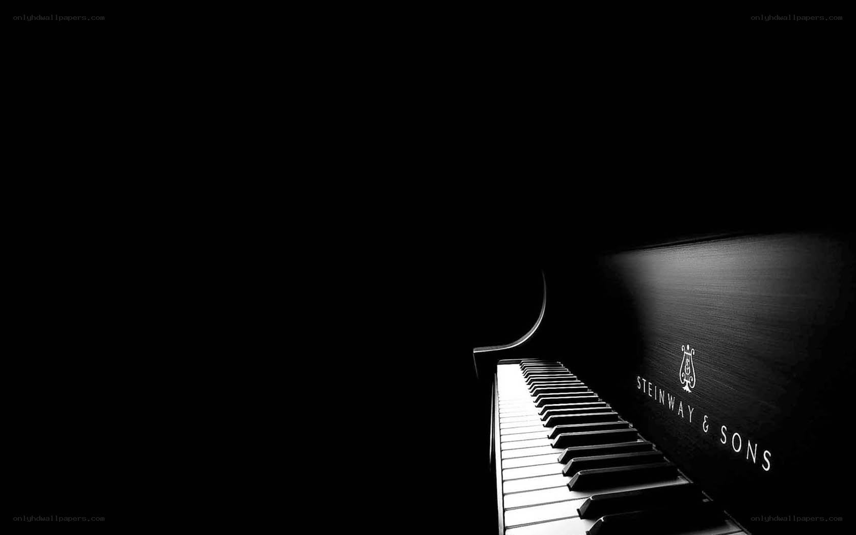 Steinway piano in darkness