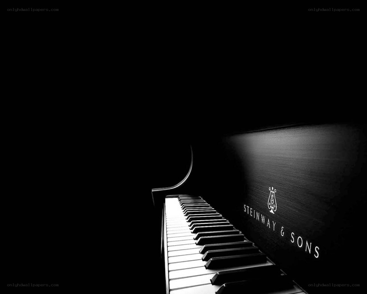 Steinway & Sons piano in darkness