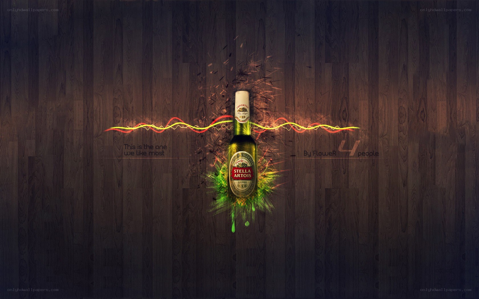Stella Artois bottle with light effects