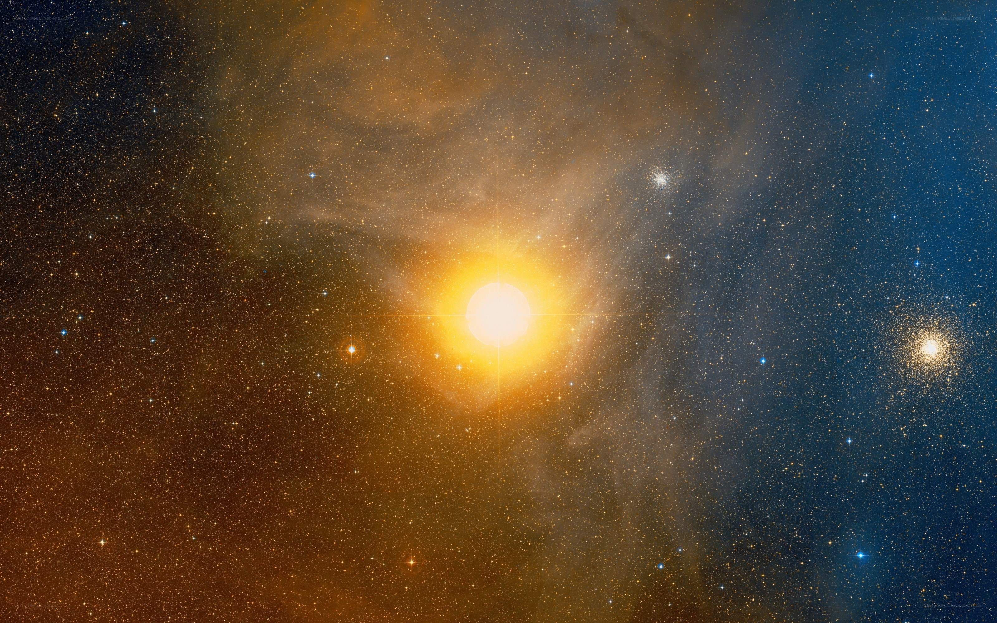 Stellar nebula with bright star