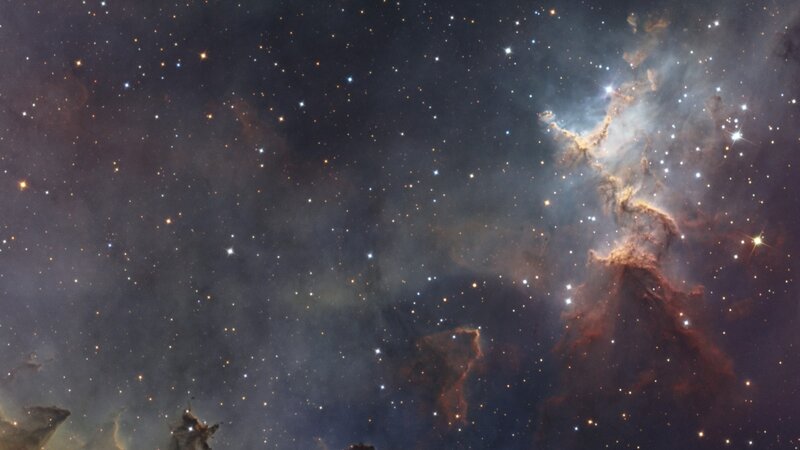 Stellar Nebula with Stars — Black, Cosmic, Night, Photograph, Gas Clouds, Dust, White, Orange