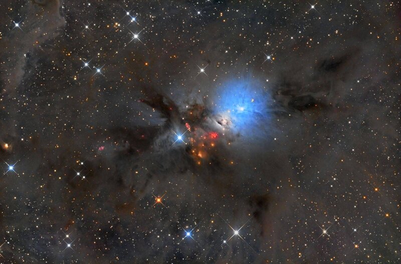 Stellar Nebula with Stars — Blue, Cosmic, Night, Photograph, Gas Clouds