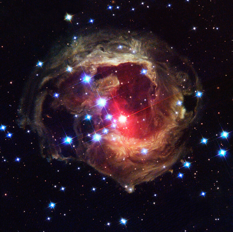 Stellar Nebula with Stars — Red, Cosmic, Night, Photograph, Gas Clouds, Dust, Blue