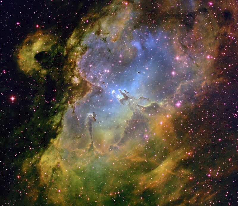 Stellar Nursery in Space — Blue, Cosmic, Photograph, Stars, Gas Clouds, Dust