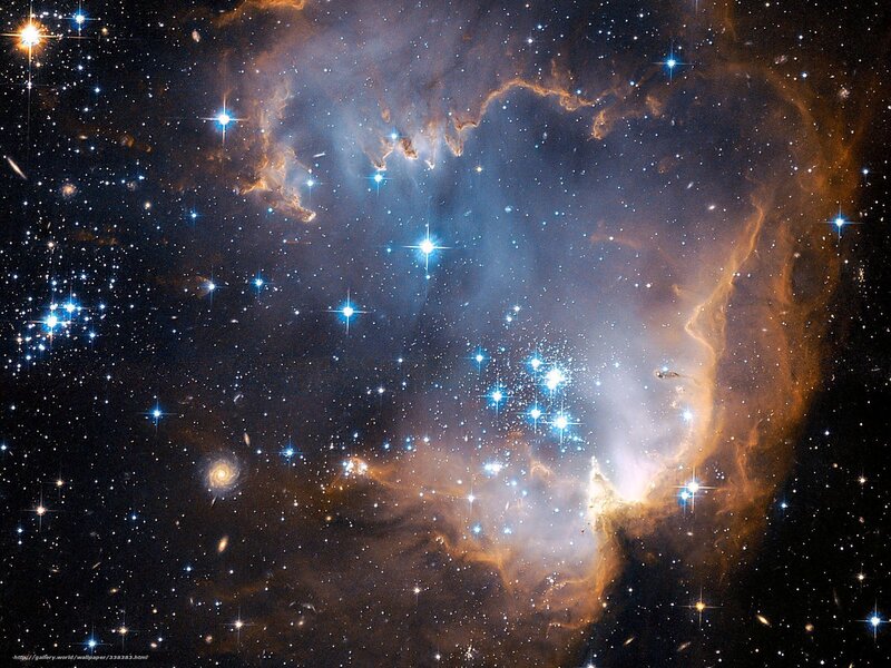 Stellar Nursery in Space — Blue, Cosmic, Photograph, Stars, Nebula, Galaxy
