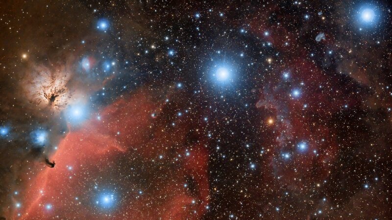 Stellar Nursery in Space — Red, Cosmic, Night, Photograph