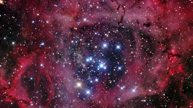 Stellar Nursery in Space — Red, Cosmic, Photograph, Stars, Nebula, Gas Clouds