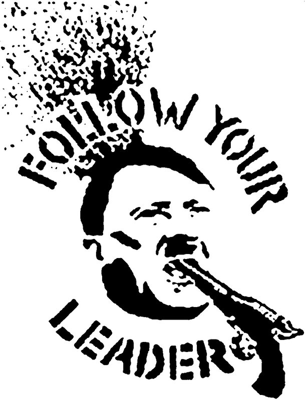 stencil art of man with gun