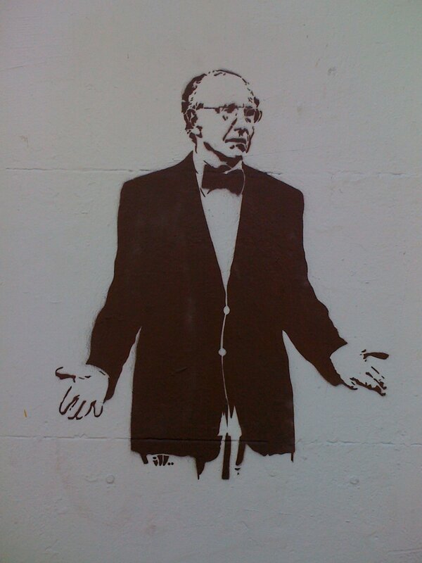 Stenciled man in tuxedo
