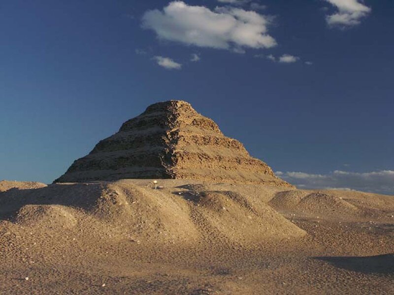 Step pyramid in desert