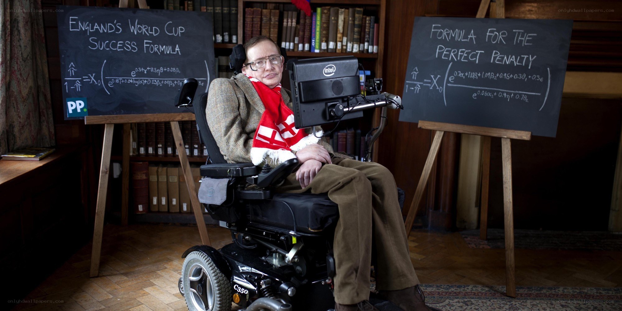 Stephen Hawking with formulas