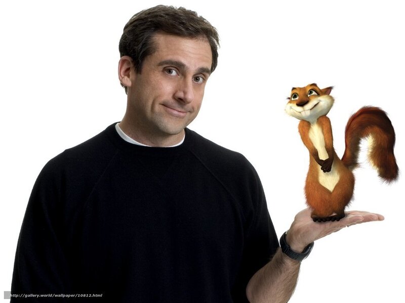 Steve Carell with animated squirrel