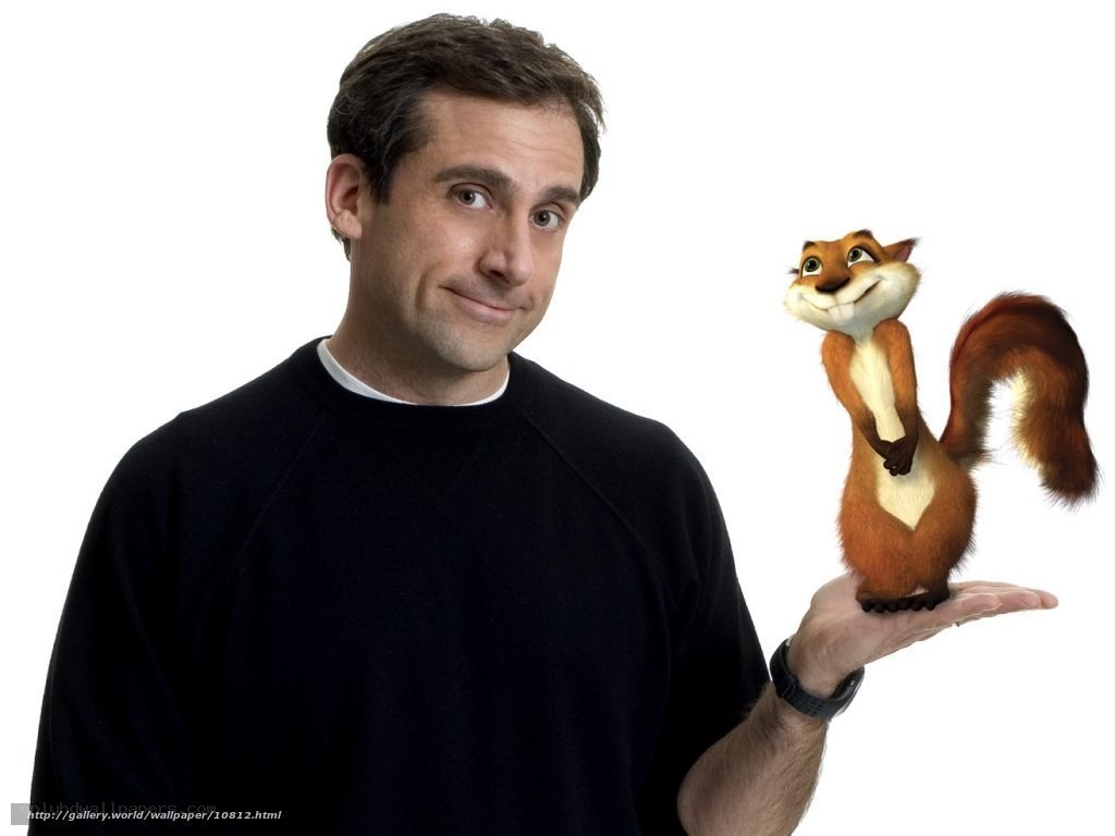 Steve Carell with animated squirrel