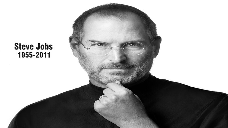 Steve Jobs Portrait — Black, Serious, Photograph, Glasses, Turtleneck, Beard