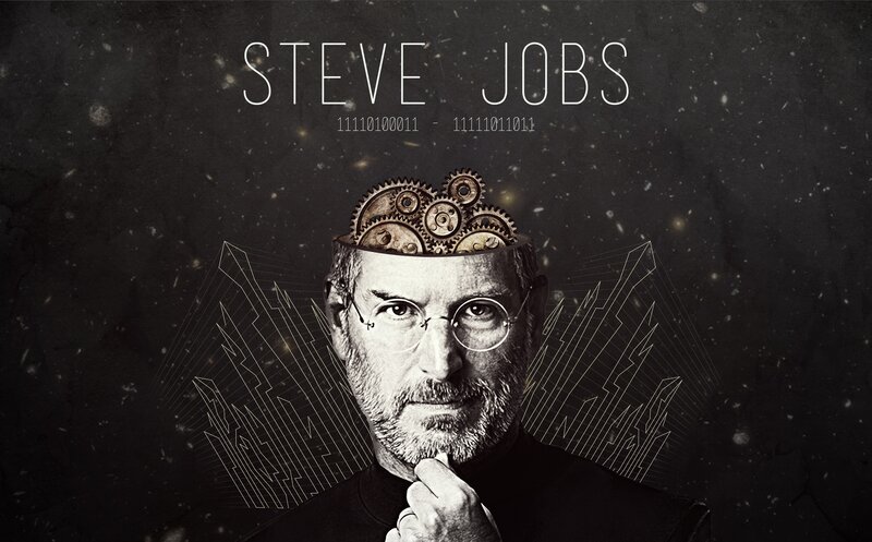 Steve Jobs portrait with gears