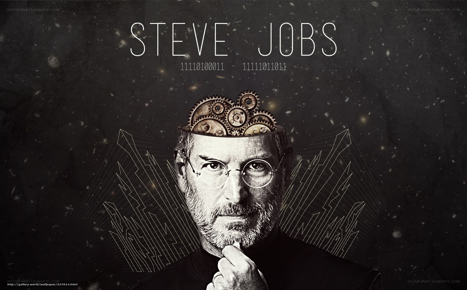 Steve Jobs portrait with gears