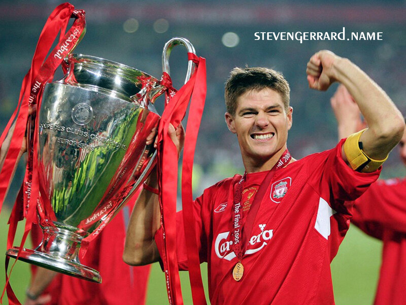 Steven Gerrard with Champions League trophy