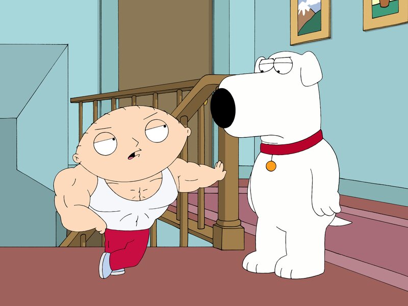 Stewie and Brian in the hallway