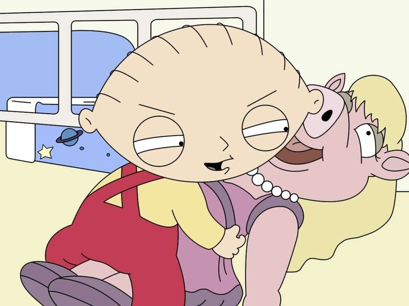 Stewie Griffin hugging a woman