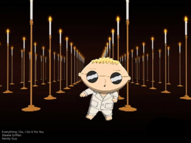 Stewie Griffin in candlelight