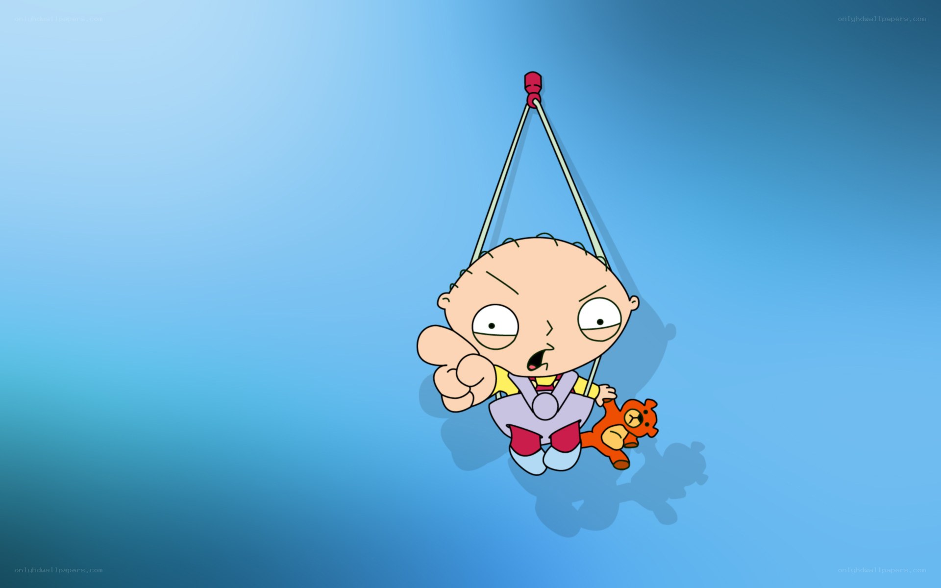 Stewie Griffin on a swing